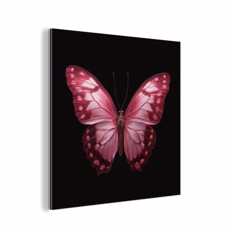 Vlinder - Fuchsia - Grafisch aluminium wit klein -3d