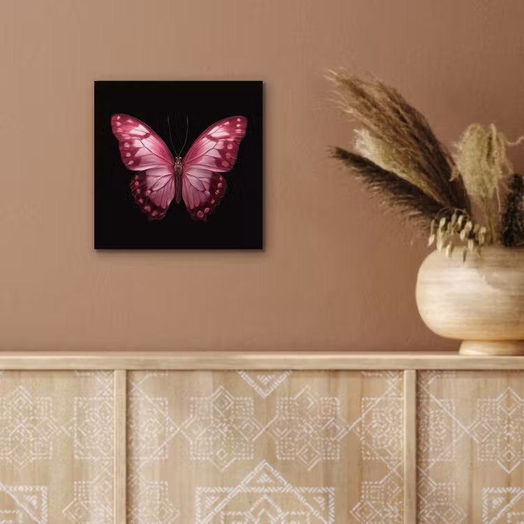 Vlinder - Fuchsia - Grafisch aluminium wit klein -sfeer4