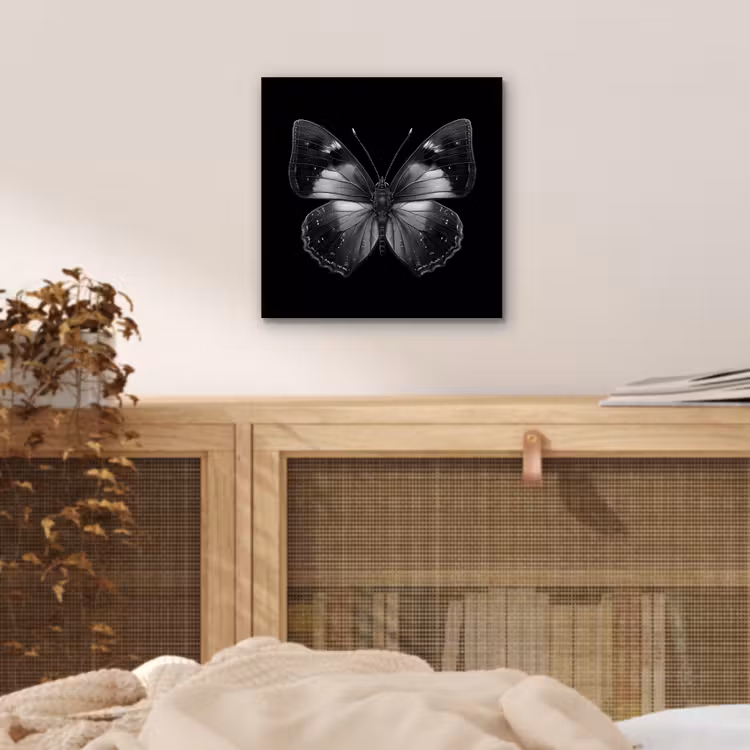 Vlinder - Grijs - Mysterieus aluminium wit klein -sfeer3