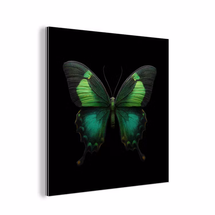 Vlinder - Groen - Opvallend aluminium wit klein -3d