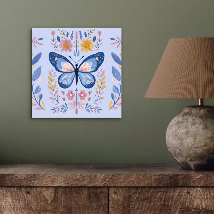 Vlinder - Lichtblauw - Sierlijk - Bloemen aluminium wit klein -sfeer2
