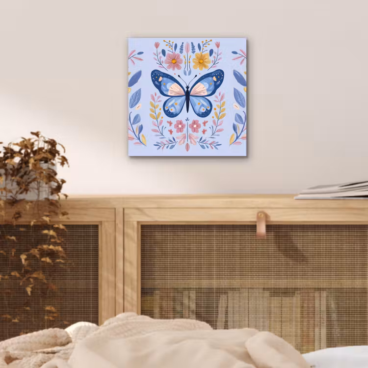 Vlinder - Lichtblauw - Sierlijk - Bloemen aluminium wit klein -sfeer3