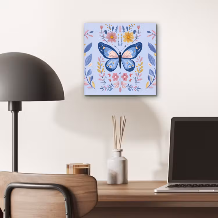 Vlinder - Lichtblauw - Sierlijk - Bloemen aluminium wit klein -sfeer5