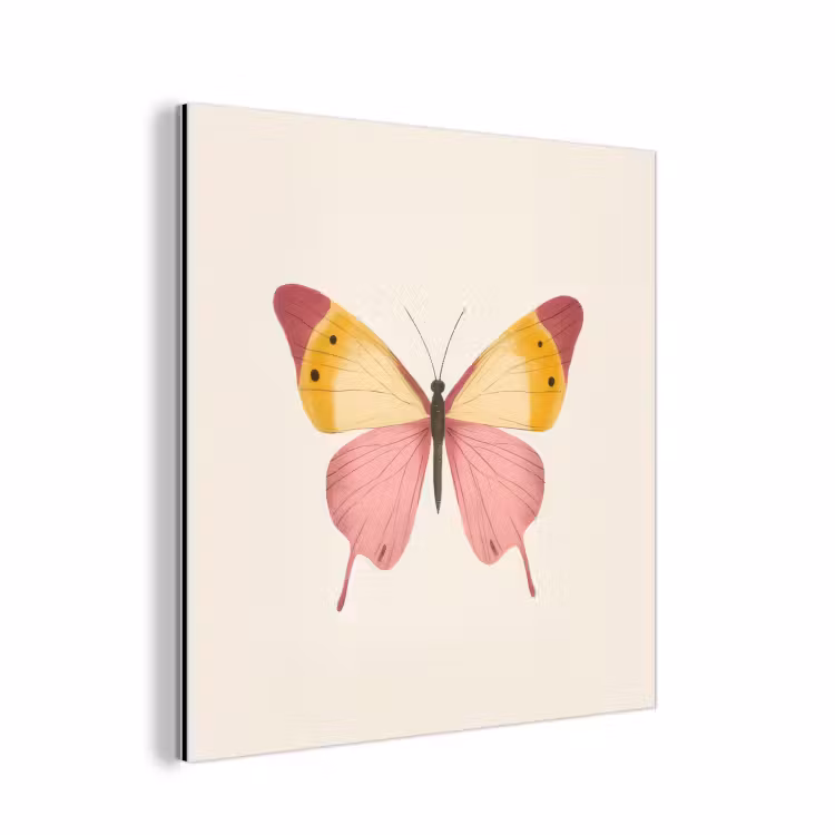 Vlinder - Illustratie - Roze aluminium wit klein -3d