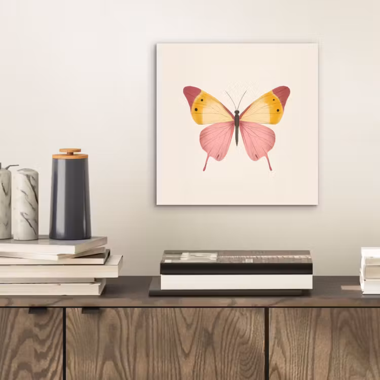 Vlinder - Illustratie - Roze aluminium wit klein -sfeer1