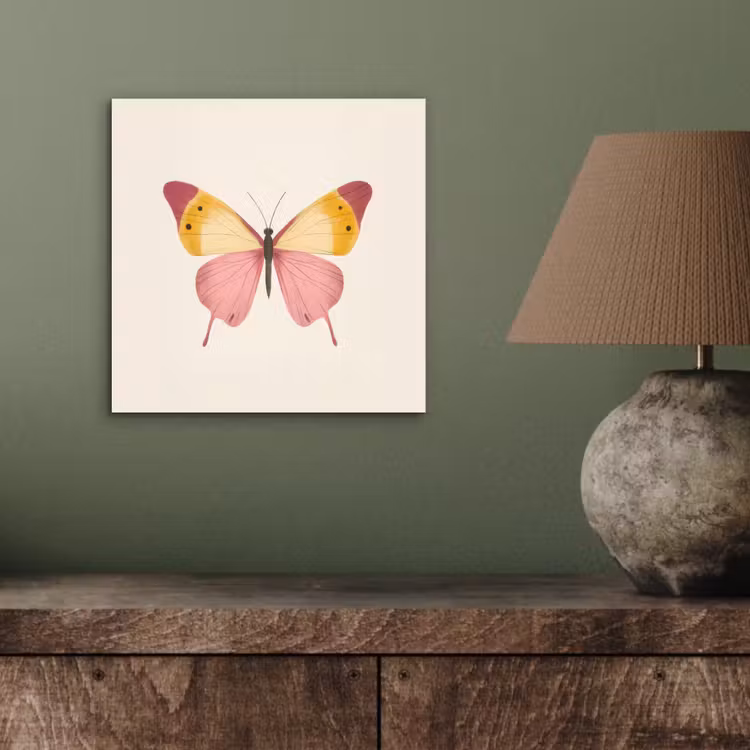 Vlinder - Illustratie - Roze aluminium wit klein -sfeer2