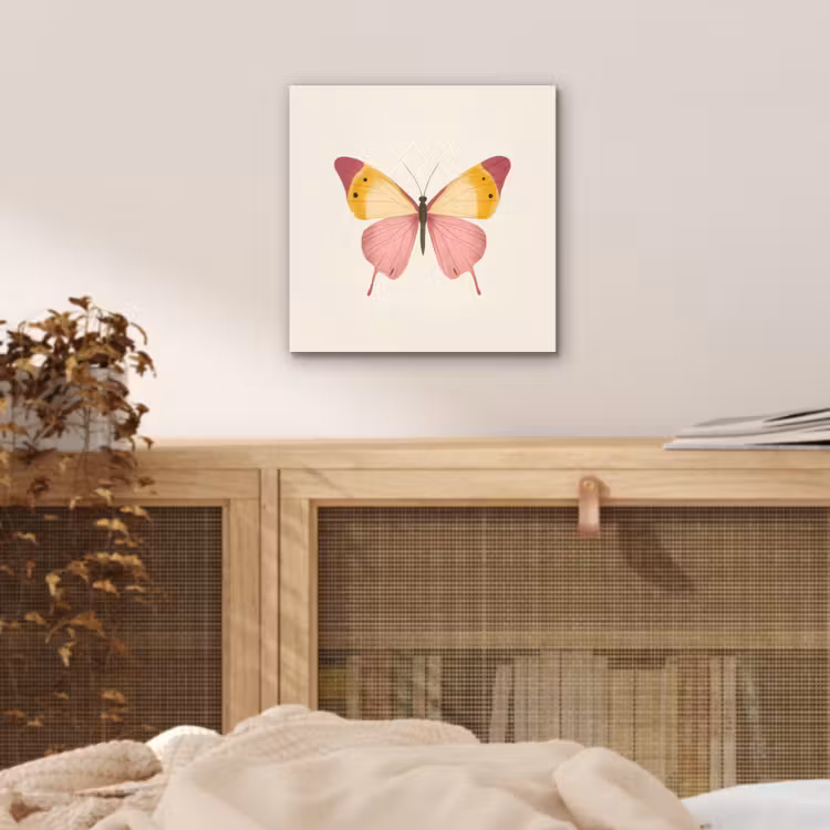 Vlinder - Illustratie - Roze aluminium wit klein -sfeer3