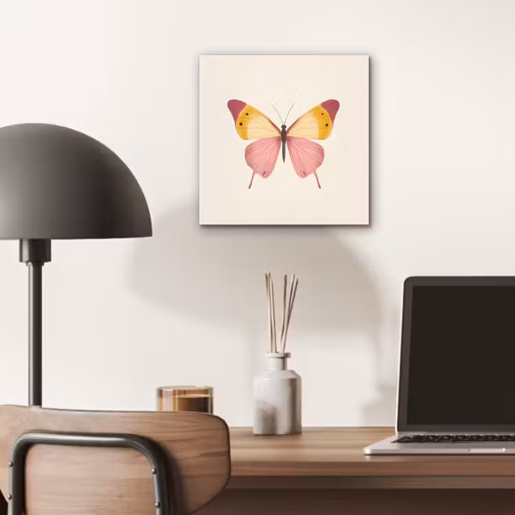 Vlinder - Illustratie - Roze aluminium wit klein -sfeer5