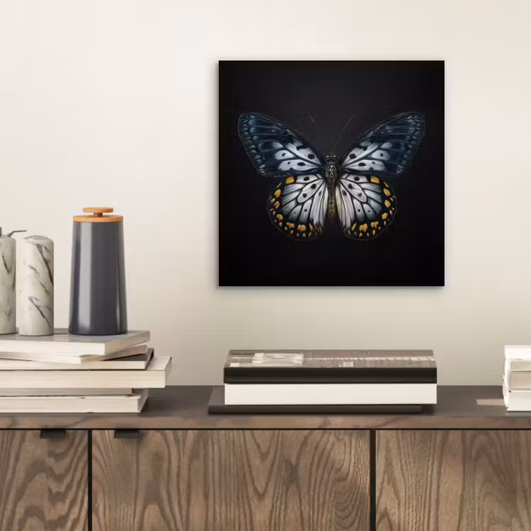 Vlinder - Monochroom - Balans aluminium wit klein -sfeer1