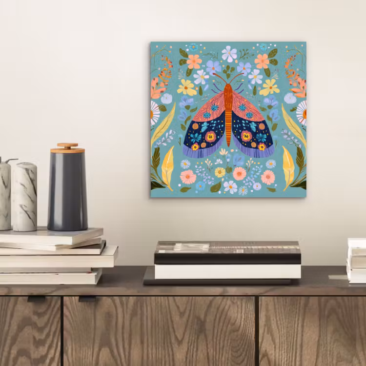 Vlinder - Sierlijk - Bloemen - Bladeren aluminium wit klein -sfeer1