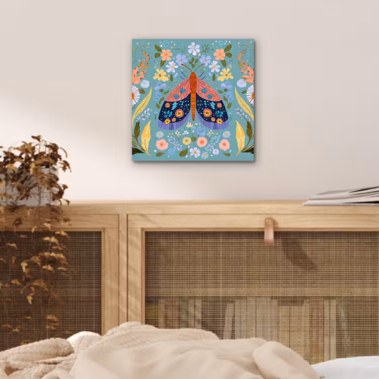 Vlinder - Sierlijk - Bloemen - Bladeren aluminium wit klein -sfeer3
