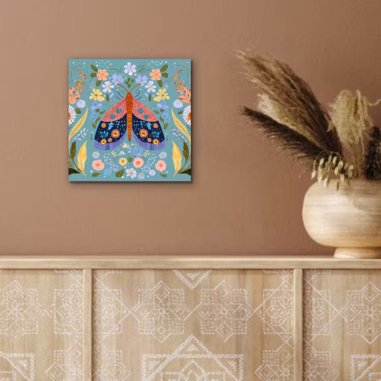 Vlinder - Sierlijk - Bloemen - Bladeren aluminium wit klein -sfeer4