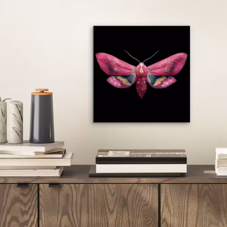 Vlinder - Roze - Nachtvlinder aluminium wit klein -sfeer1