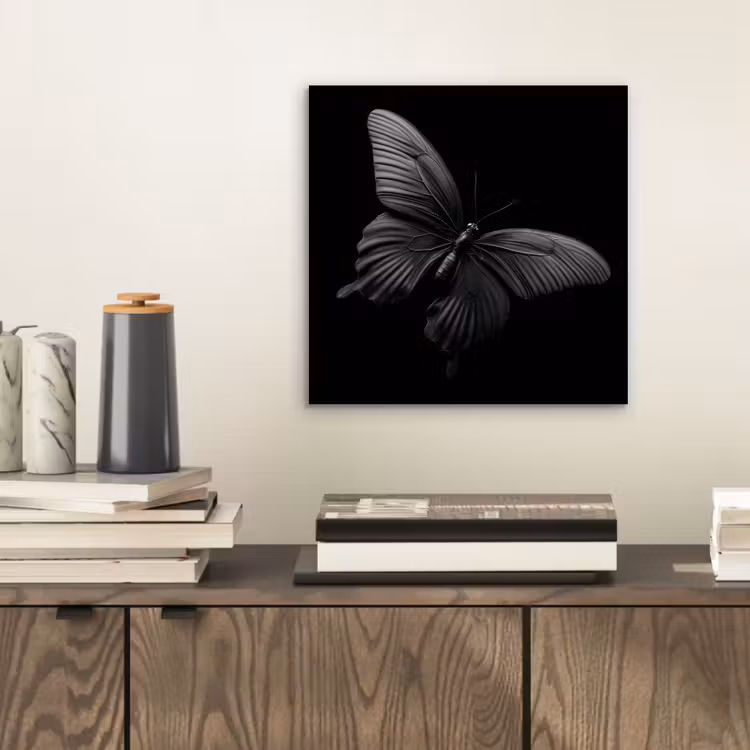 Vlinder - Zwart - Insect - Dieren aluminium wit klein -sfeer1