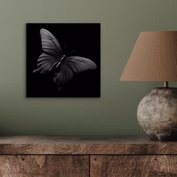 Vlinder - Zwart - Insect - Dieren aluminium wit klein -sfeer2