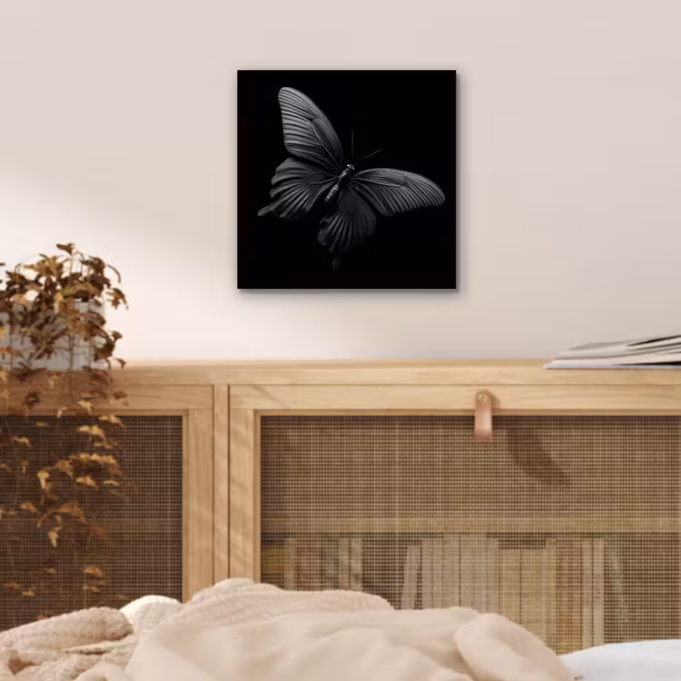Vlinder - Zwart - Insect - Dieren aluminium wit klein -sfeer3