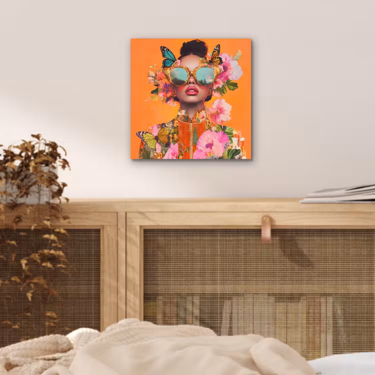 Vlinders - Vrouw - Zonnebril - Kleurrijk aluminium wit klein -sfeer3