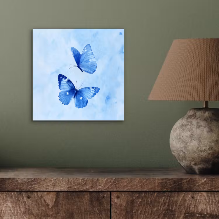 Vlinders - Sierlijk - Blauw aluminium wit klein -sfeer2