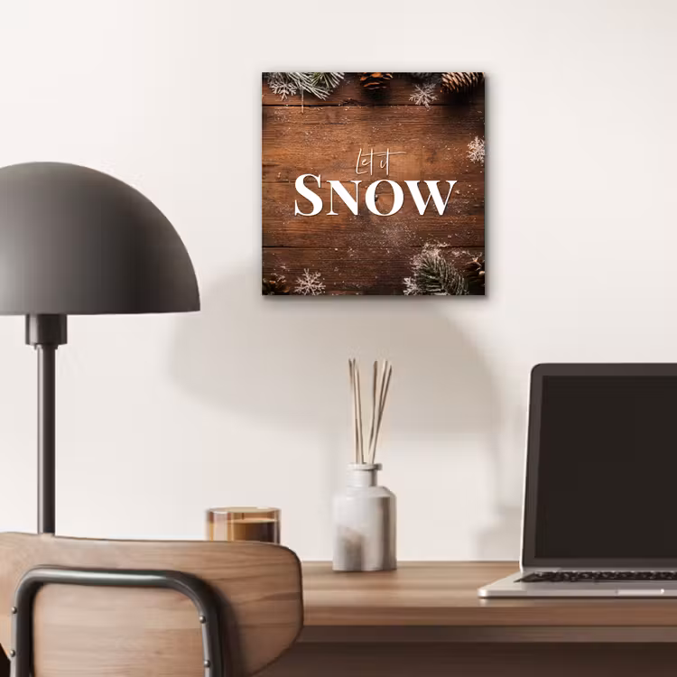 Sneeuw - Houtlook - Quote - Let it snow aluminium wit klein -sfeer5
