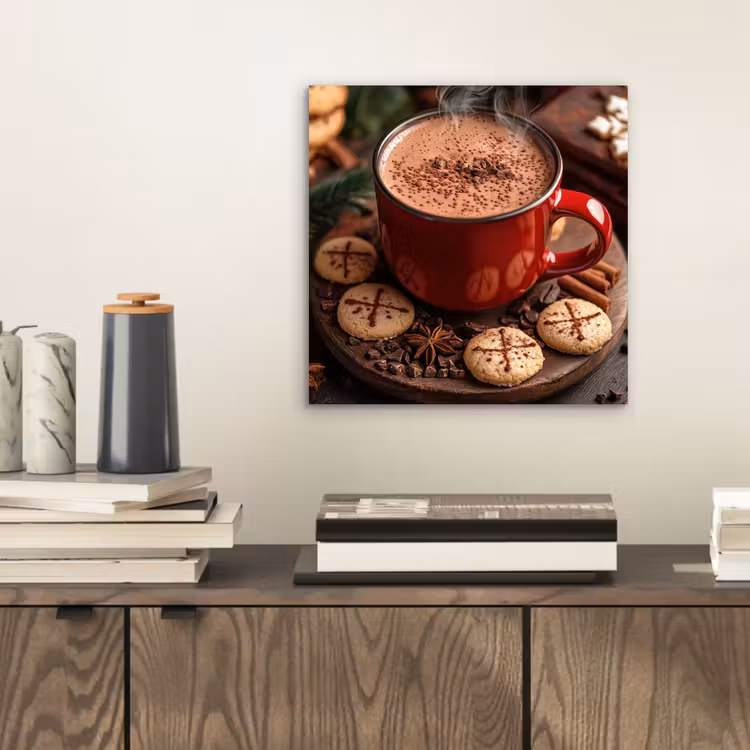 Chocolademelk - Mok - Winter - Kerst - Gezelligheid aluminium wit klein -sfeer1