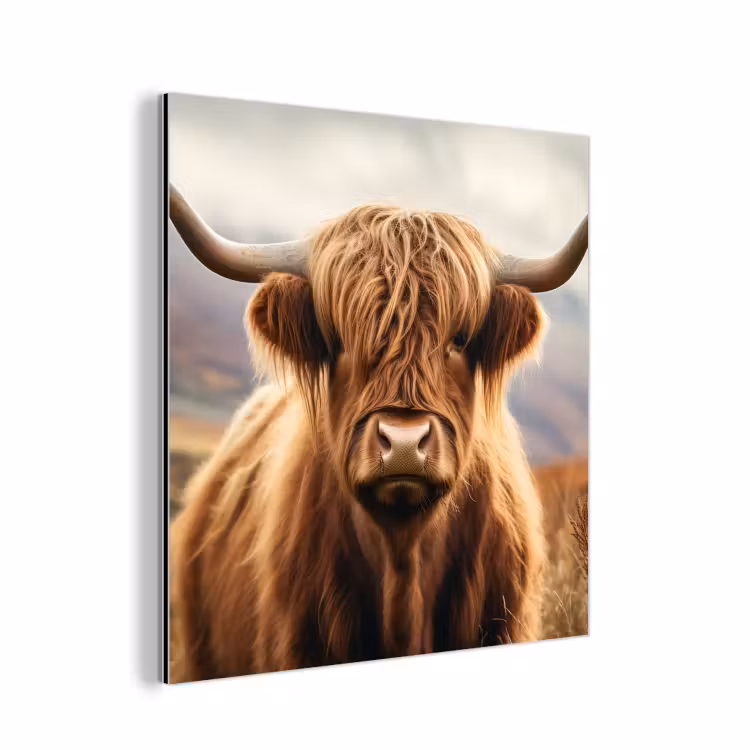 Schotse hooglander - Landschap - Dier aluminium wit klein -3d