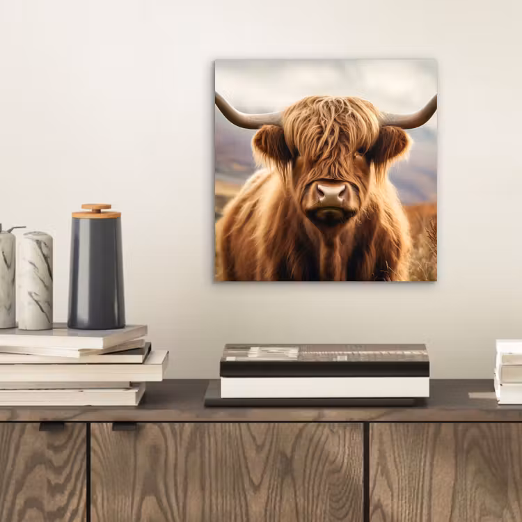 Schotse hooglander - Landschap - Dier aluminium wit klein -sfeer1