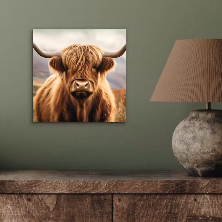 Schotse hooglander - Landschap - Dier aluminium wit klein -sfeer2