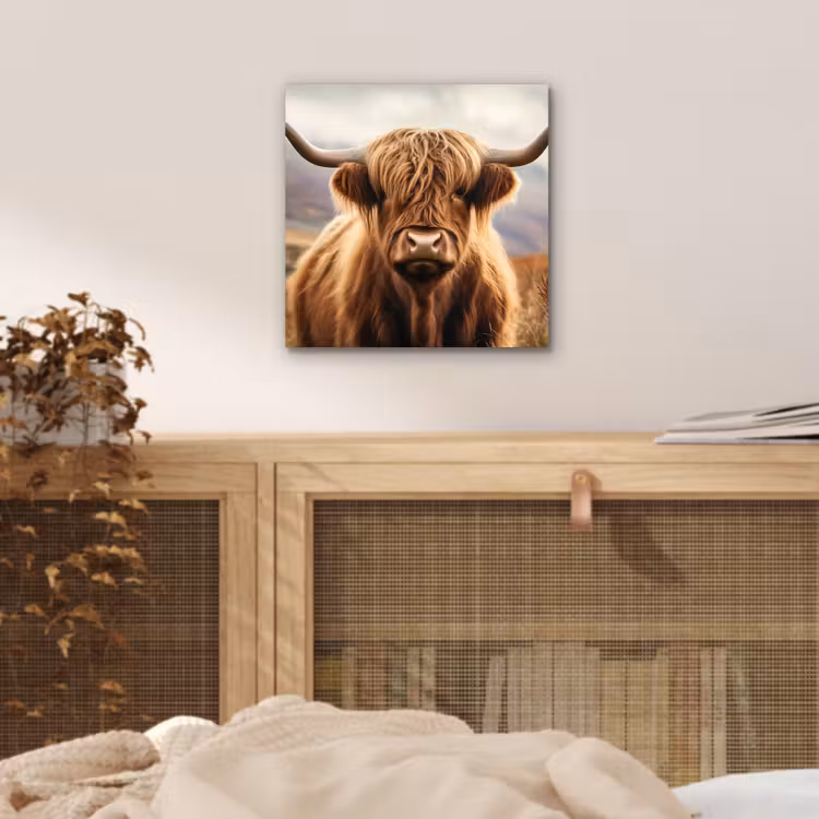 Schotse hooglander - Landschap - Dier aluminium wit klein -sfeer3