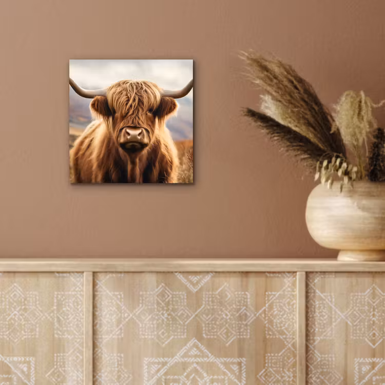 Schotse hooglander - Landschap - Dier aluminium wit klein -sfeer4