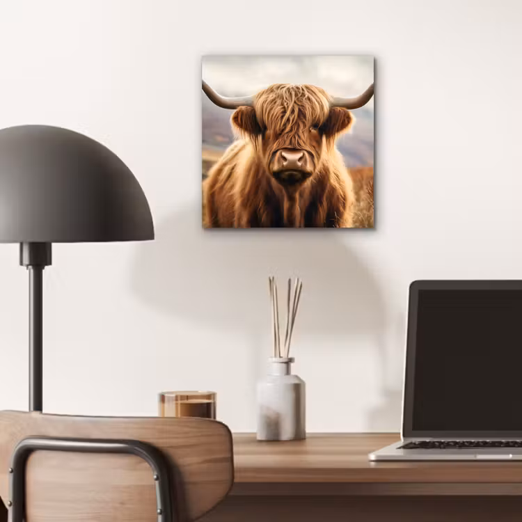 Schotse hooglander - Landschap - Dier aluminium wit klein -sfeer5