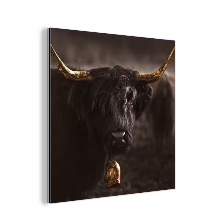 Schotse hooglander - Goud - Koebel - Hoorns - Dieren aluminium wit klein -3d