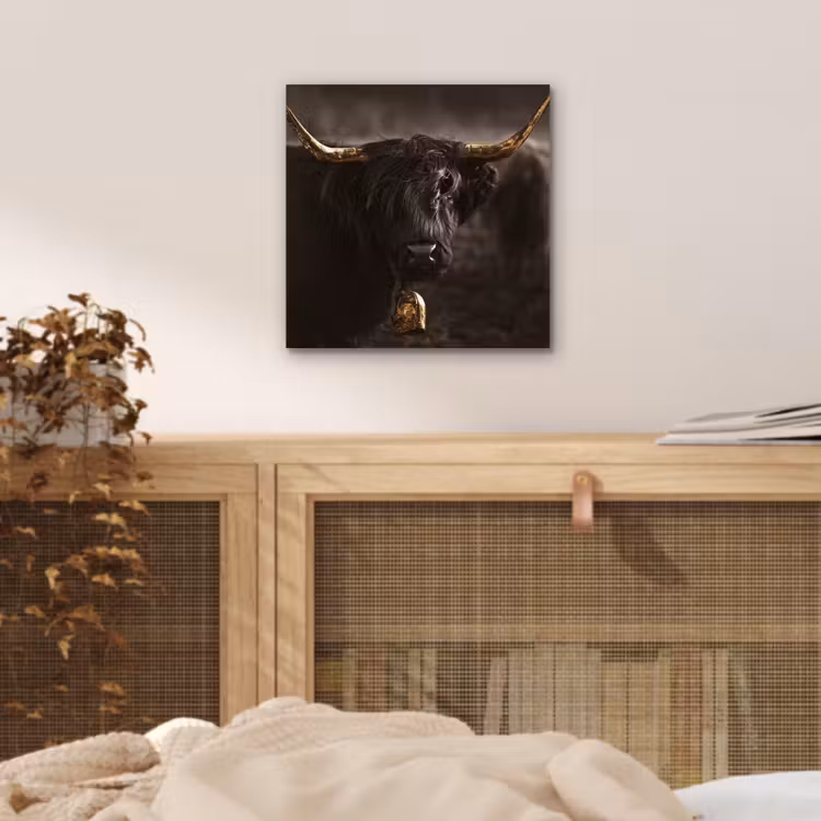 Schotse hooglander - Goud - Koebel - Hoorns - Dieren aluminium wit klein -sfeer3