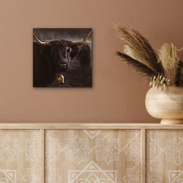 Schotse hooglander - Goud - Koebel - Hoorns - Dieren aluminium wit klein -sfeer4