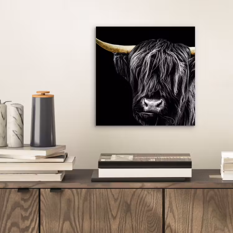 Schotse hooglander - Goud - Vacht - Dieren - Koe aluminium wit klein -sfeer1