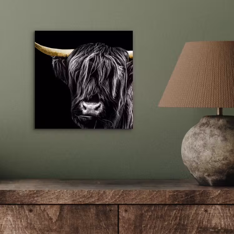 Schotse hooglander - Goud - Vacht - Dieren - Koe aluminium wit klein -sfeer2