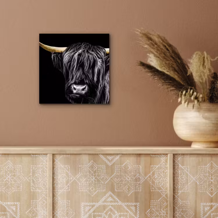 Schotse hooglander - Goud - Vacht - Dieren - Koe aluminium wit klein -sfeer4
