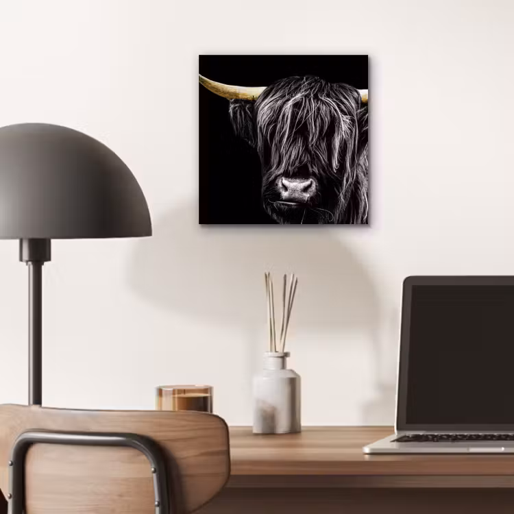 Schotse hooglander - Goud - Vacht - Dieren - Koe aluminium wit klein -sfeer5
