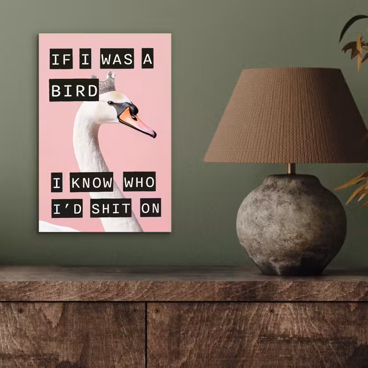 Zwaan - Vogel - Decoratie - Roze aluminium wit klein -sfeer2