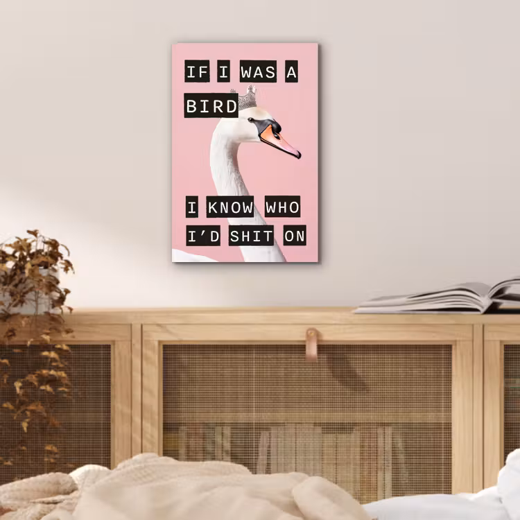 Zwaan - Vogel - Decoratie - Roze aluminium wit klein -sfeer3