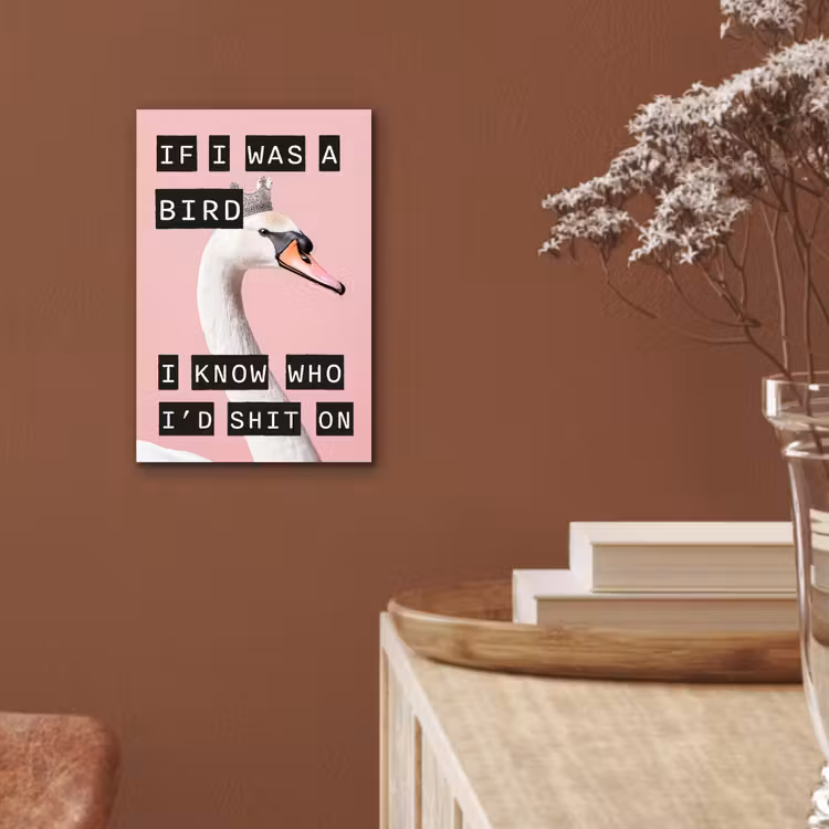 Zwaan - Vogel - Decoratie - Roze aluminium wit klein -sfeer4