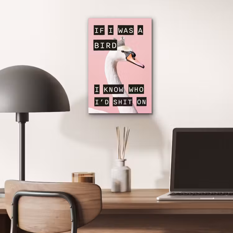 Zwaan - Vogel - Decoratie - Roze aluminium wit klein -sfeer5