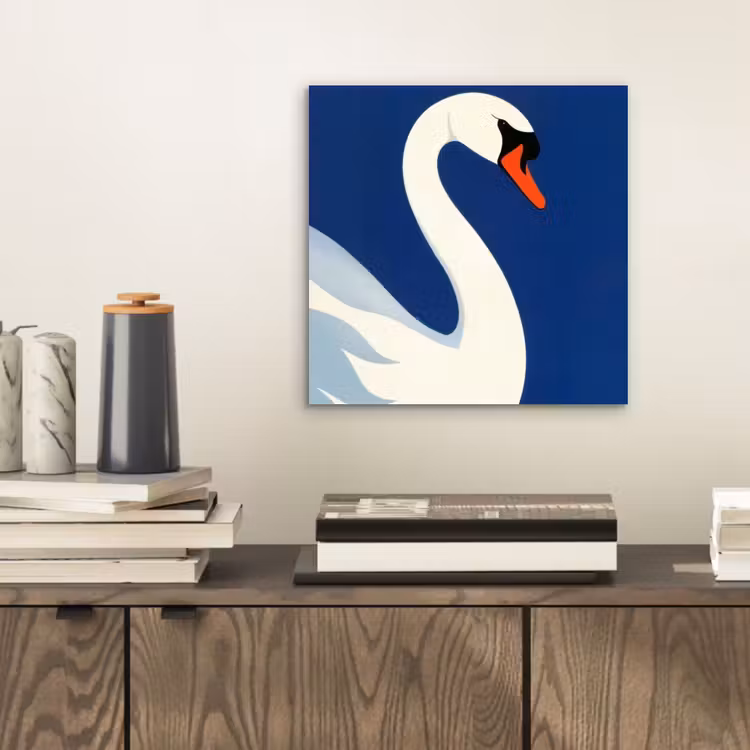 Zwaan - Wit - Snavel - Illustratie aluminium wit klein -sfeer1