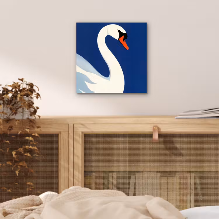 Zwaan - Wit - Snavel - Illustratie aluminium wit klein -sfeer3