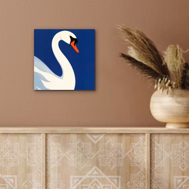 Zwaan - Wit - Snavel - Illustratie aluminium wit klein -sfeer4