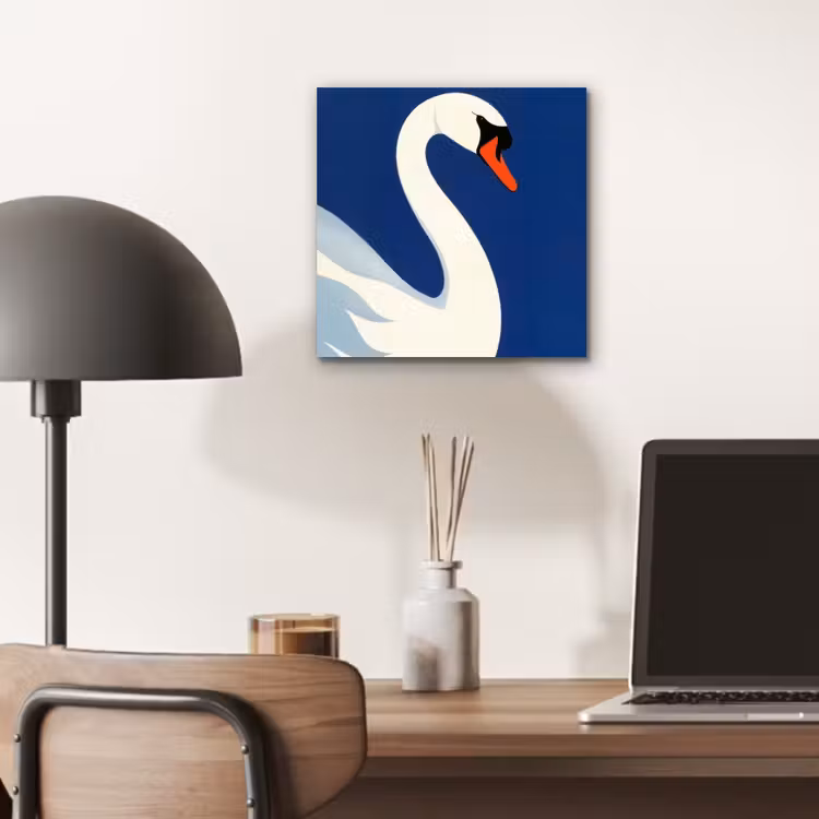Zwaan - Wit - Snavel - Illustratie aluminium wit klein -sfeer5