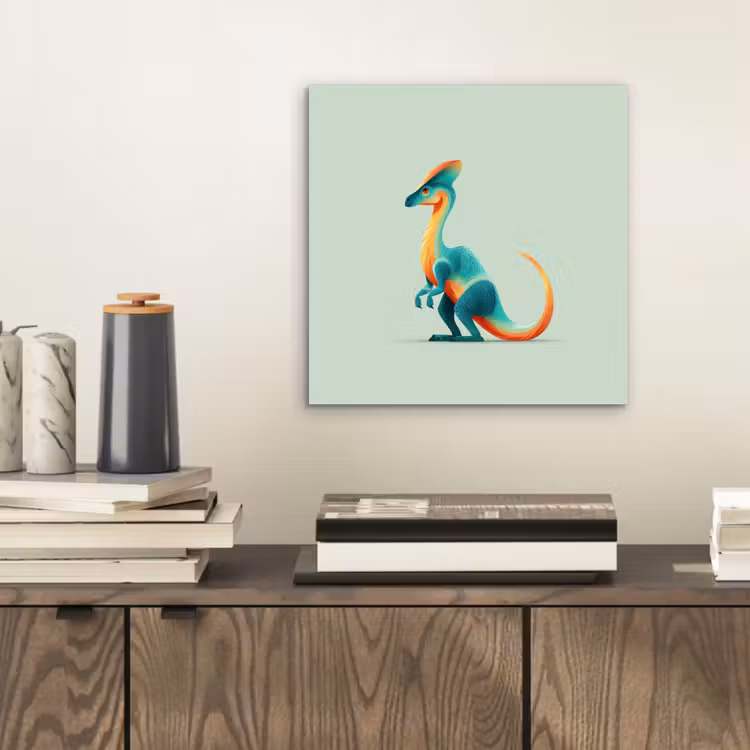 Staart - Dino - Minimalistisch - Blauw aluminium wit klein -sfeer1