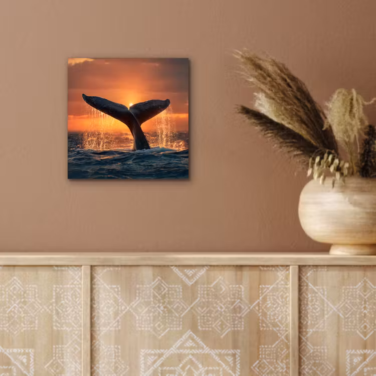Walvis staart - Water - Zonsondergang aluminium wit klein -sfeer4