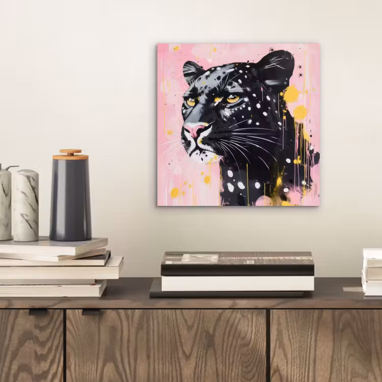 Zwart - Panter - Roze - Abstract aluminium wit klein -sfeer1