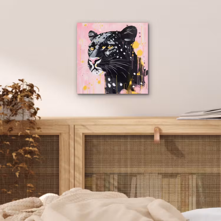 Zwart - Panter - Roze - Abstract aluminium wit klein -sfeer3