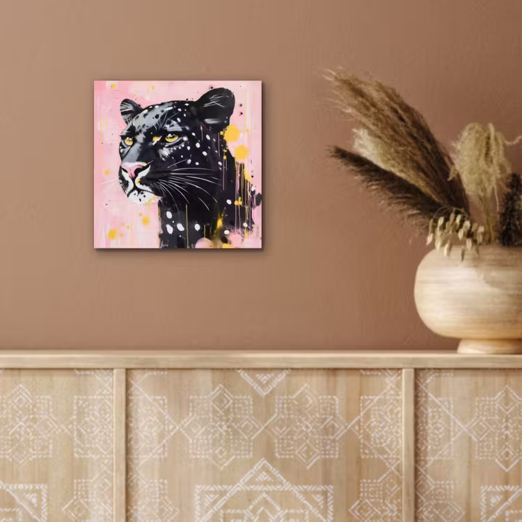 Zwart - Panter - Roze - Abstract aluminium wit klein -sfeer4